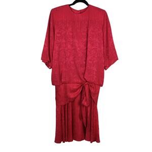Argenti 100% Pure Silk Red Vintage Dress Size 10